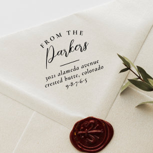 From The Family Name Elegant Simple Return Address Rubber Stamp