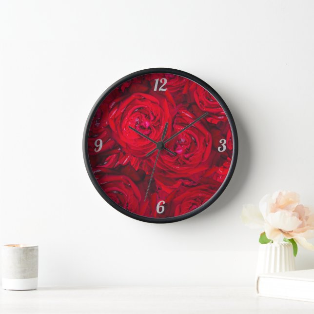From the heart - red roses for YOU!   Clock (Home)