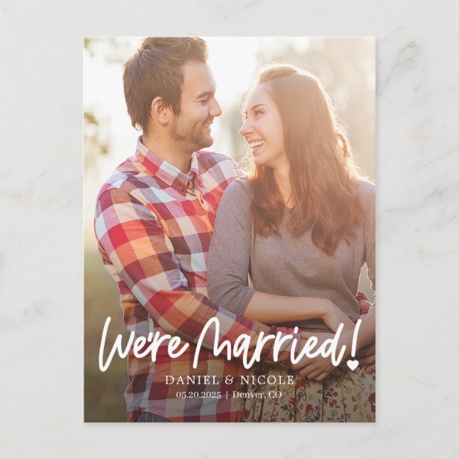 From The Heart Wedding Announcement Postcard (Front)