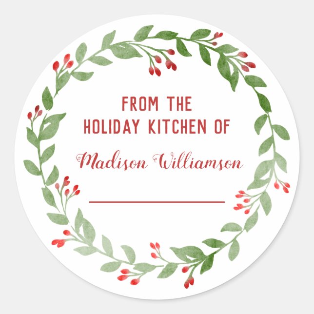 From the Holiday Kitchen  Canning | Homemade Jam Classic Round Sticker (Front)