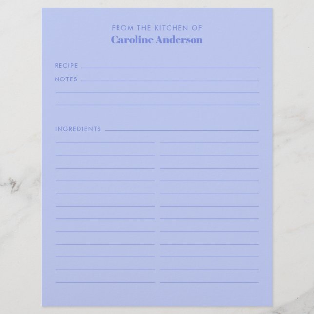 From The Kitchen Cute Purple Recipe Custom Name Flyer (Front)