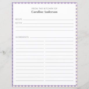 From The Kitchen Lilac Plaid Recipe Page
