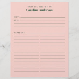 From The Kitchen Modern Pink Green Recipe Custom  Flyer