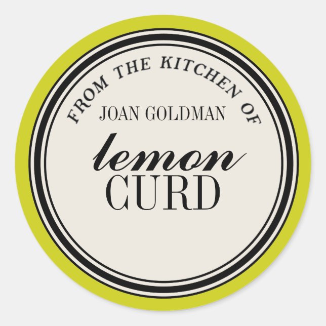"From the Kitchen of" Circle Label Template (Front)