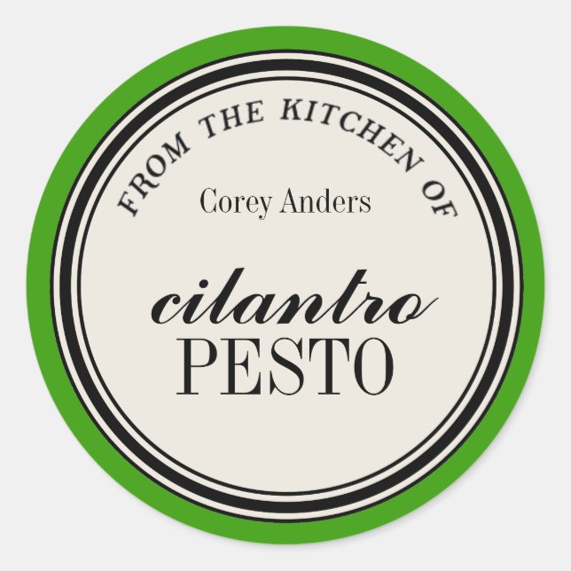 "From the Kitchen of" Circle Label Template (Front)