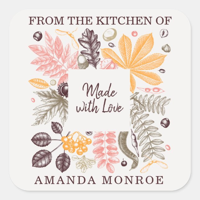 From the Kitchen of Fall Leaves Square Sticker (Front)