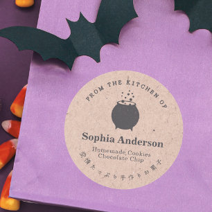 From the Kitchen of Halloween Cauldron Kraft Classic Round Sticker