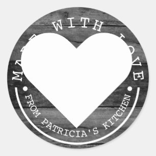 From The Kitchen Of - Made With Love Black Wood  Classic Round Sticker