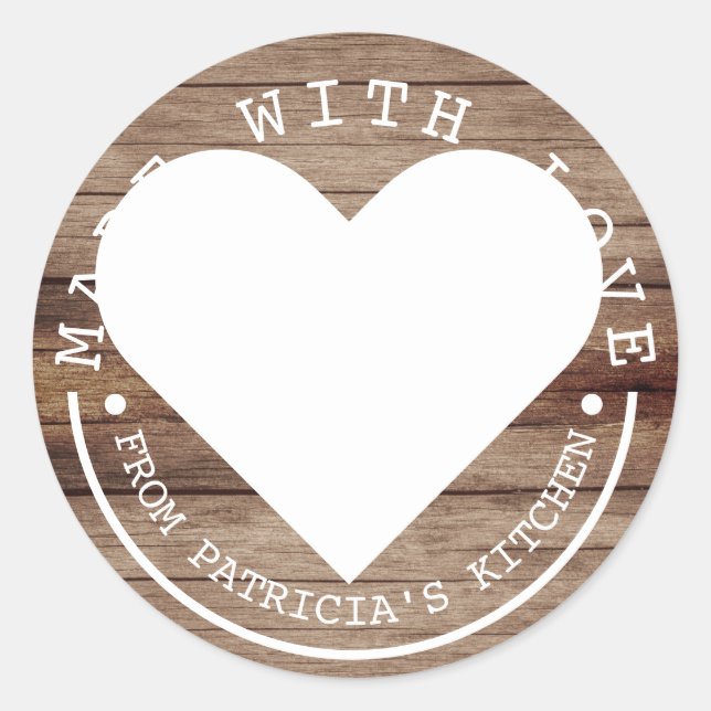 From The Kitchen Of - Made With Love Rustic Wood Classic Round Sticker (Front)