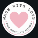 From The Kitchen Of - Pink Heart Made With Love   Classic Round Sticker<br><div class="desc">Made with love stickers to make give your baked gifts a special label.</div>
