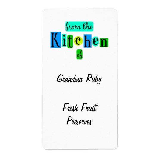 From the Kitchen of Retro Blue Green Recipe Label Shipping Label