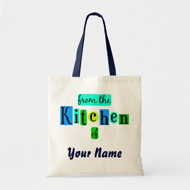 From the Kitchen of Retro Blues Custom Canvas Tote (Front)