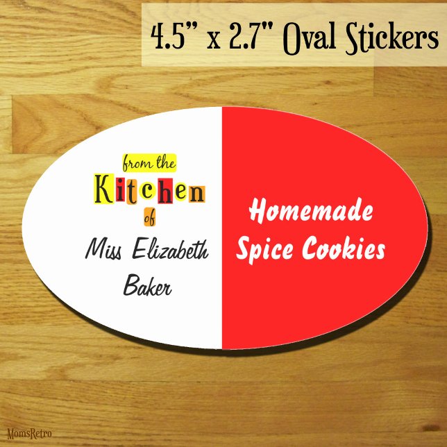 From the Kitchen of Retro Red Yellow Canning Oval Sticker (From the Kitchen of Retro Red Yellow Canning Oval Sticker)