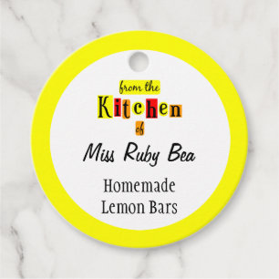 From the Kitchen of Retro Yellow Custom Baking Favour Tags