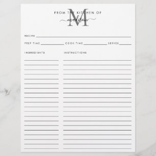 From the Kitchen of Silver Grey Monogram Recipe