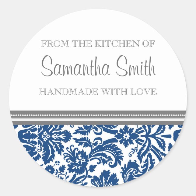From the Kitchen of Sticker Blue Damask (Front)