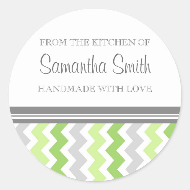 From the Kitchen of Sticker Lime Grey Chevrons (Front)