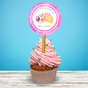 From The Kitchen Of Watercolor Cake With Flowers Classic Round Sticker