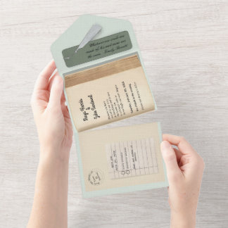 From the Library- Classic & Romantic Book Wedding All In One Invitation