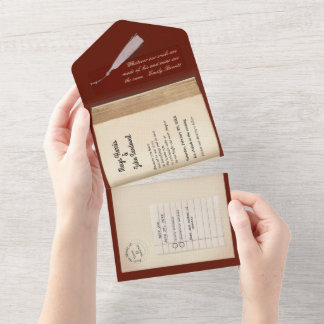 From the Library- Classic & Romantic Book Wedding All In One Invitation