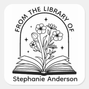 From the Library of Bookplate Square Sticker