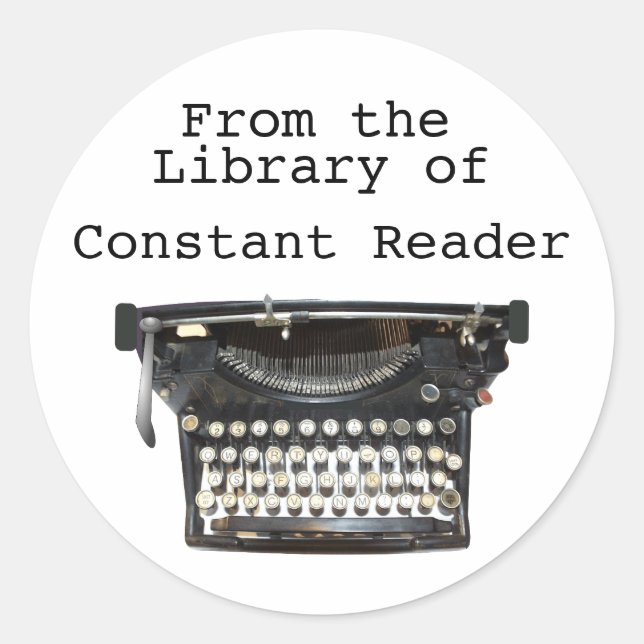 From the Library Of Bookplate Stickers Typewriter (Front)