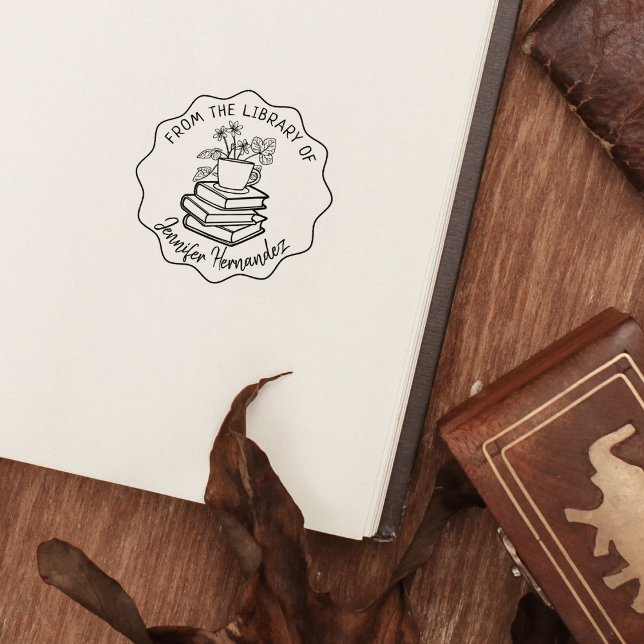 From the Library Of, Books and Tea  Rubber Stamp (Creator Uploaded)