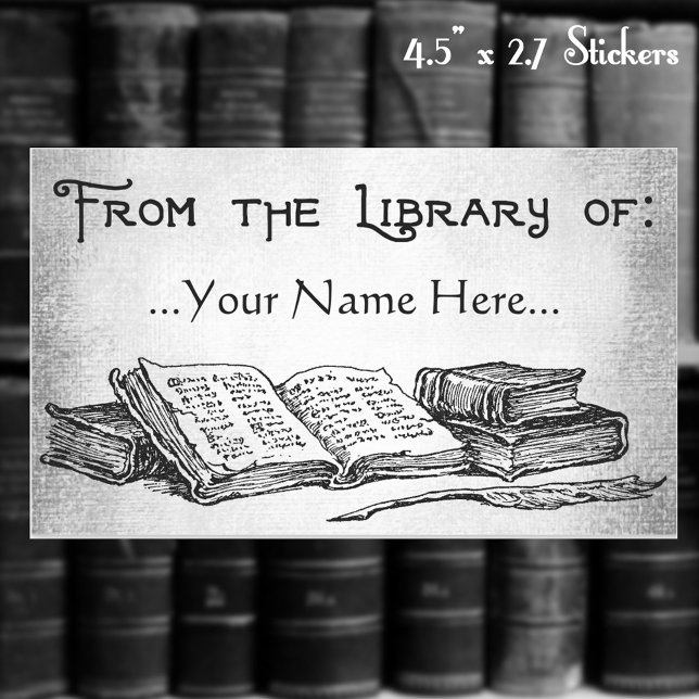 From the Library of Books Quill Custom Bookplate Rectangular Sticker (Creator Uploaded)