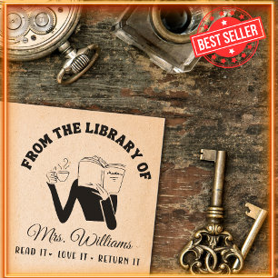From The Library Of Coffee and Books Teacher Self-inking Stamp