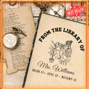 From The Library Of Coffee Wild Flower, Teacher Self-inking Stamp