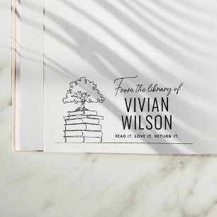 From The Library Of Custom Name Modern Bookplate Self-inking Stamp