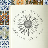From the Library of Custom Name Vintage Sunflower