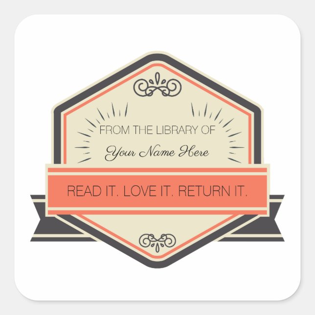 From The Library Of: (Customised) Square Sticker (Front)
