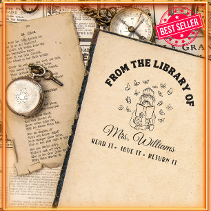 From The Library Of   Cute Butterfly Girly Book  Self-inking Stamp