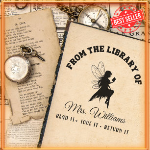 From The Library Of   Cute Fairy Girl Teacher Book Self-inking Stamp