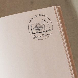 From the Library Of, Cute Sawn Book Rubber Stamp