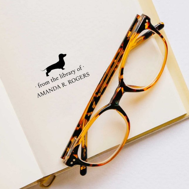 FROM THE LIBRARY OF DACHSHUND DOG LOVER RUBBER STAMP (Creator Uploaded)