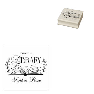 From The Library Of Elegant Leaves Custom Rubber Stamp