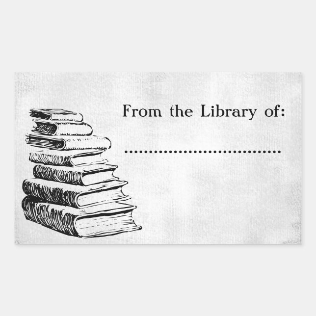 From the Library of Faux Canvas Custom Bookplate Rectangular Sticker (Front)