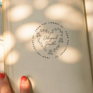 From the Library of Floral Heart Elegant Book Self-inking Stamp