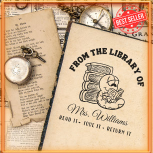 From The Library Of Funny Book Worm Teacher Self-inking Stamp