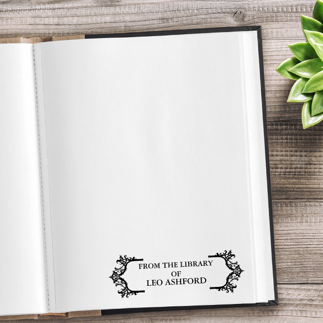 From The Library Of Gothic Ornate Custom Name  Self-inking Stamp (Elegant Border From The Library Of Leo Ashford)