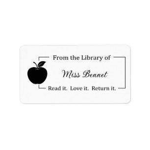 From the Library of Label, Teacher Stickers, Apple Label