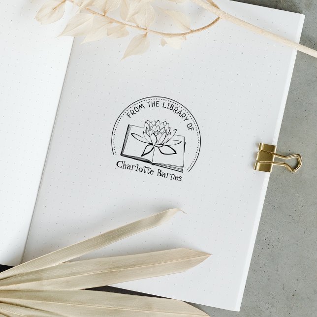 From the Library Of, Lotus Book    Rubber Stamp (Creator Uploaded)