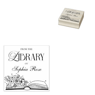 From The Library Of Modern Personalised Book Rubber Stamp