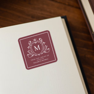 From The Library Of Monogram Bookplate Sticker