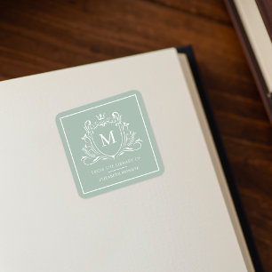 From The Library Of Monogram Bookplate Sticker