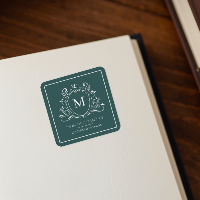 From The Library Of Monogram Bookplate Sticker (Creator Uploaded)