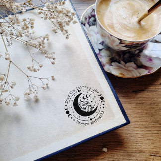 From the Library Of Moon & Mushrooms Ex Libris Rubber Stamp