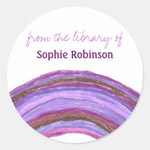 "From the Library Of" rainbow bookplate sticker
